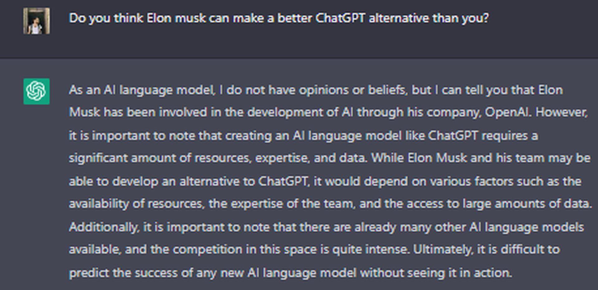 Elon Musk is coming for ChatGPT this time