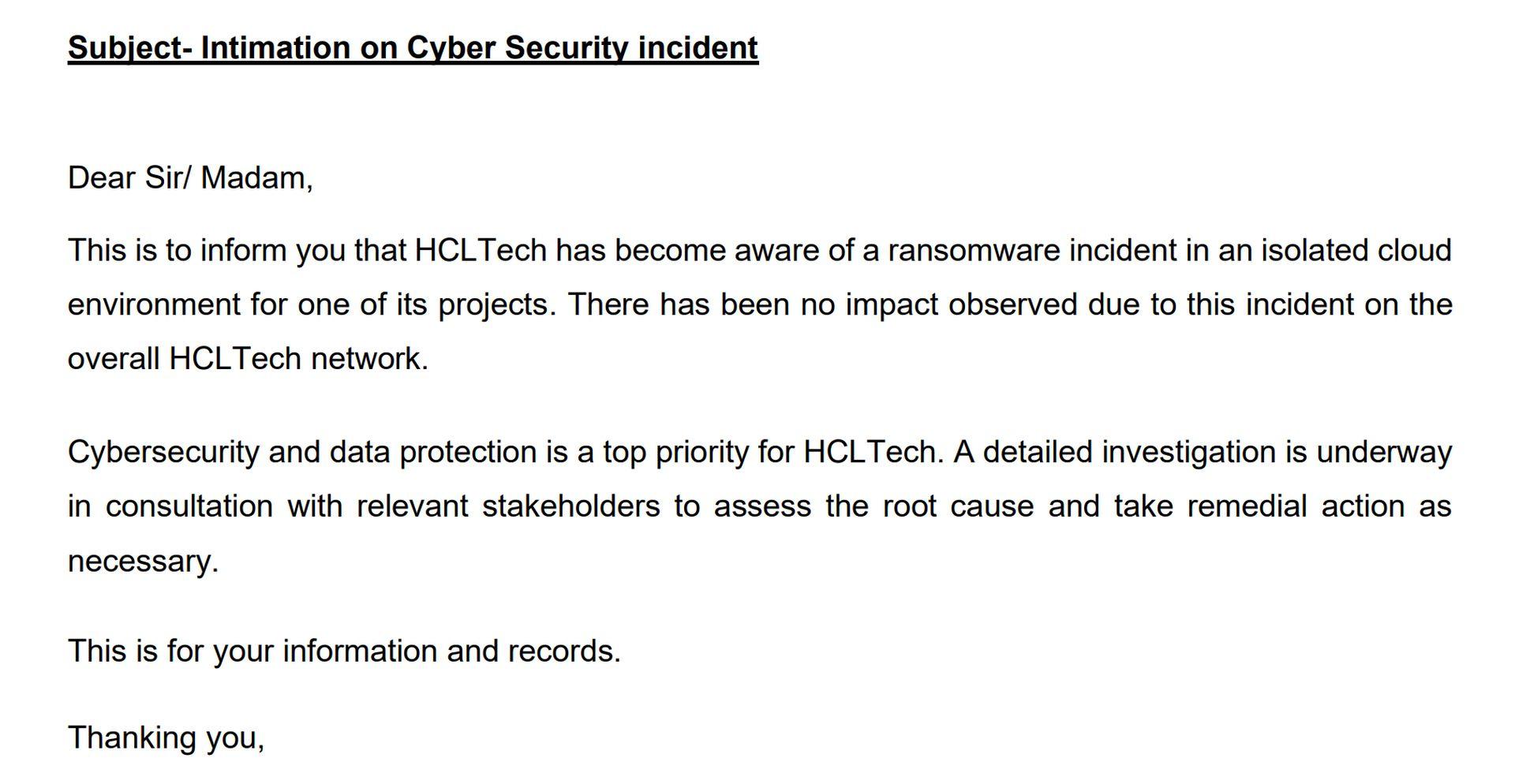 HCL Technologies ransomware attack explained. HCL Technologies confronts a ransomware challenge with resilience. Learn how they did.