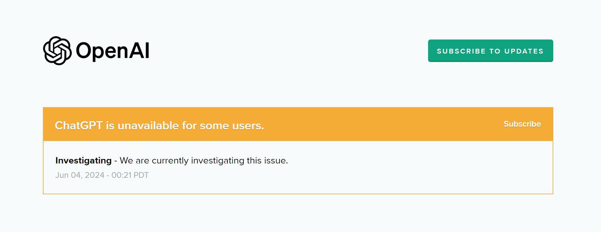 ChatGPT is unavailable for some users