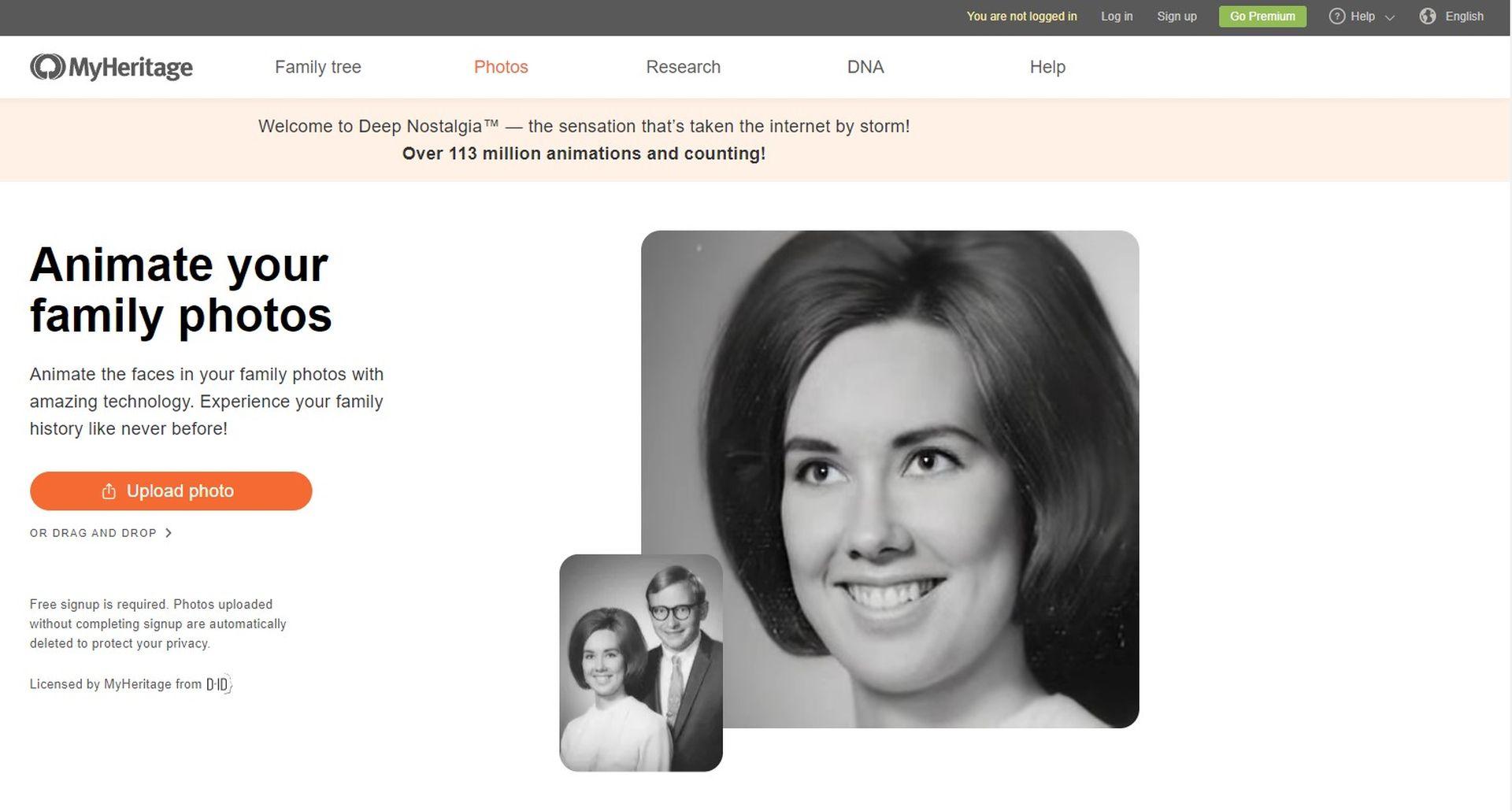 Try MyHeritage’s Deep Nostalgia AI to animate old photos