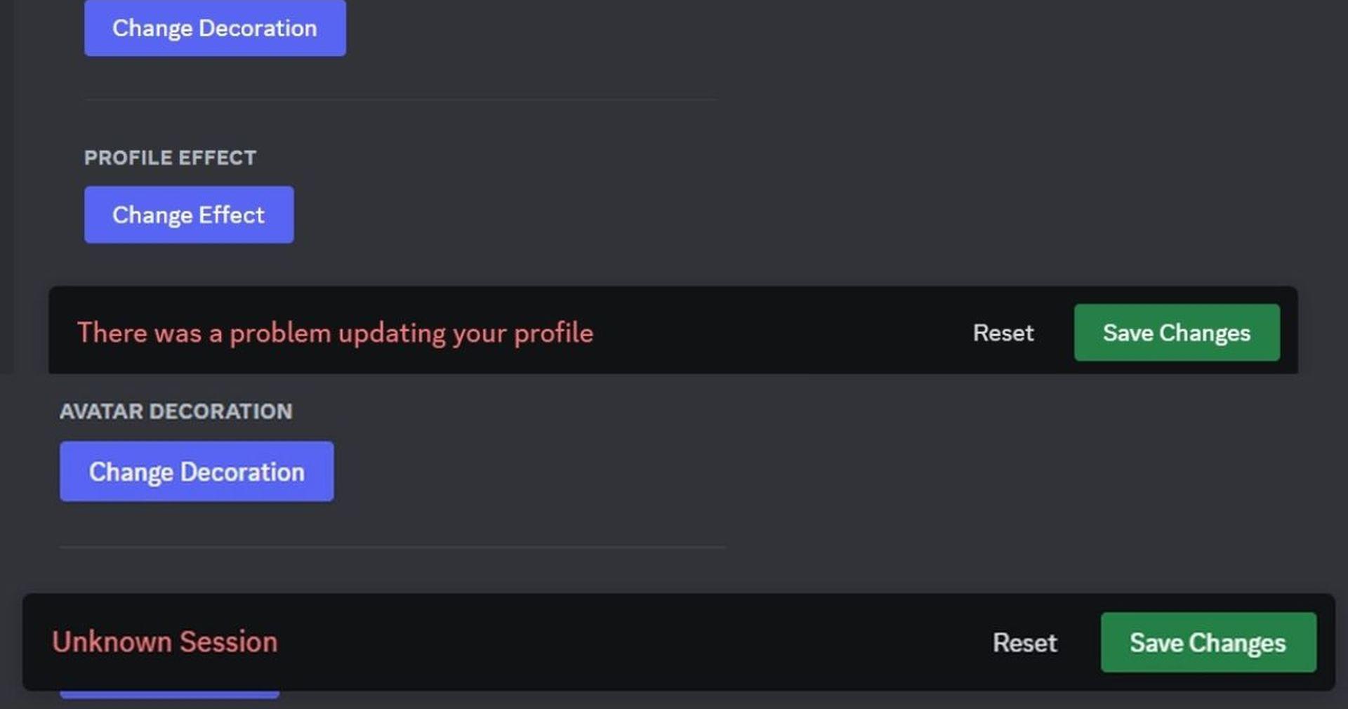 Facing the Discord unknown session error, "there was a problem updating your profile," or 'changing it too fast' while updating your profile? 