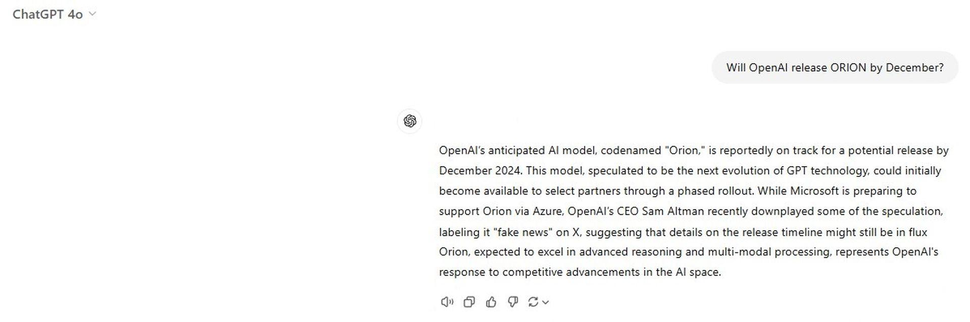 ChatGPT confessed: Orion model is coming