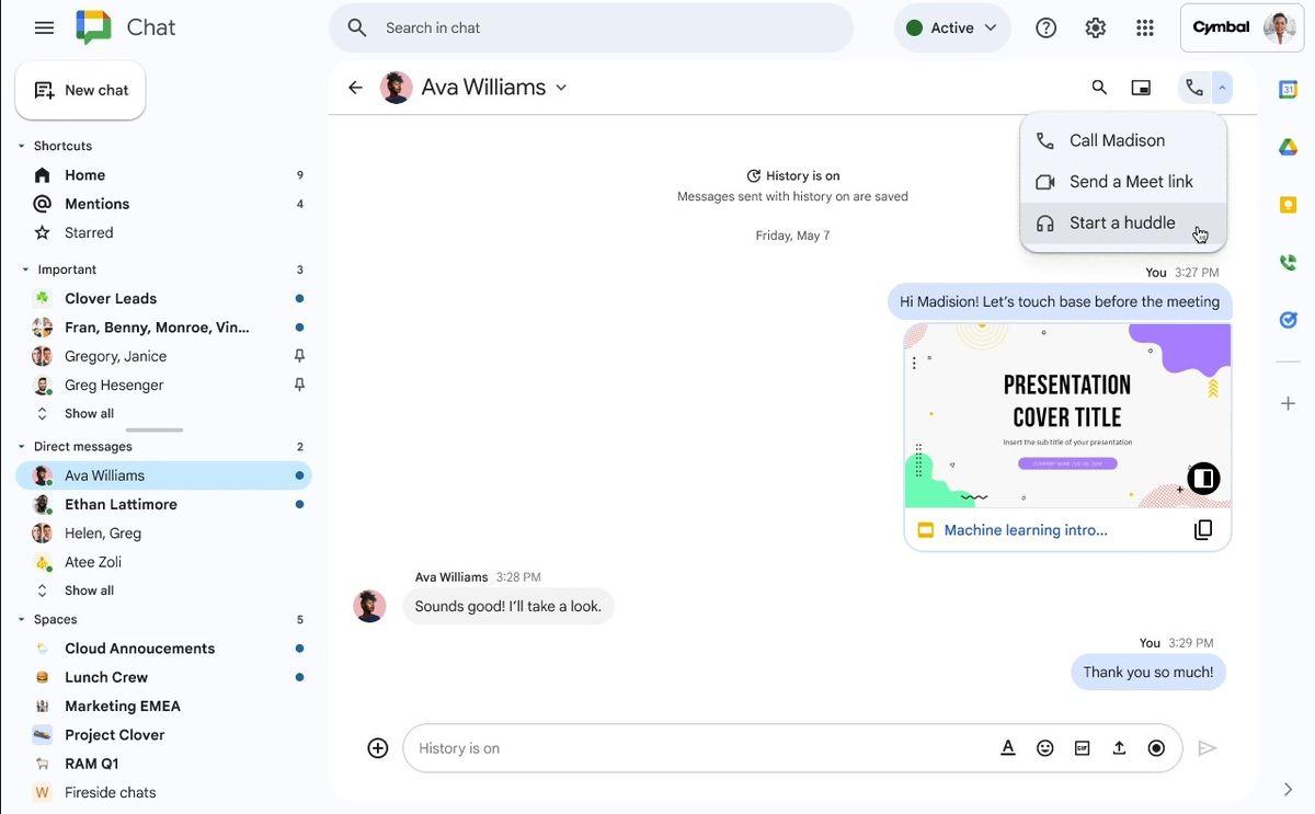 Google Chat takes on Slack with new Huddles feature