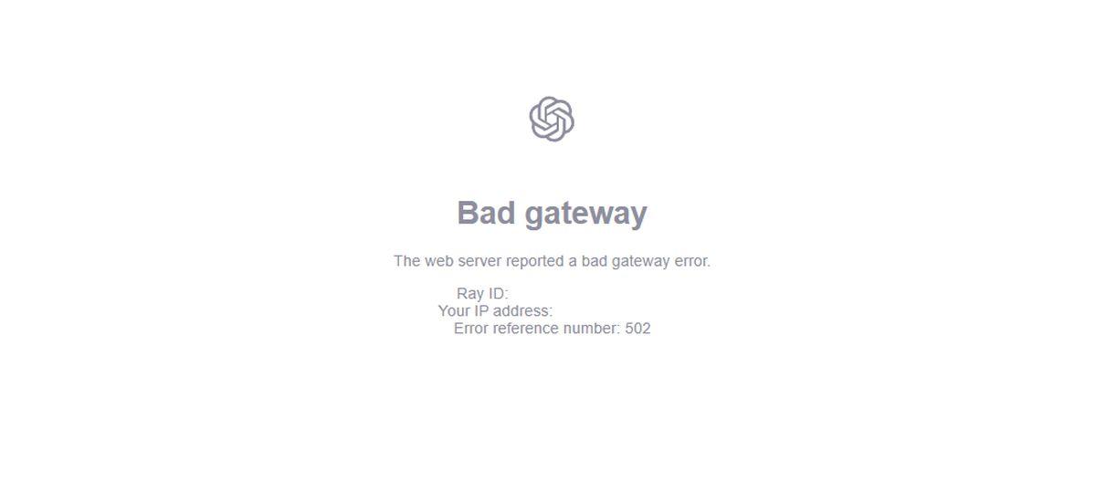 Global ChatGPT bad gateway error 502